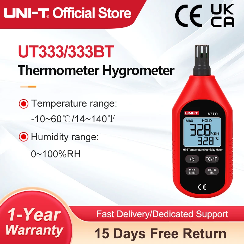 UNI-T UT333BT Bluetooth Mini LCD cyfrowy termometr miernika wilgotności powietrza miernik higrometrowy Tester UT333 Upgrade