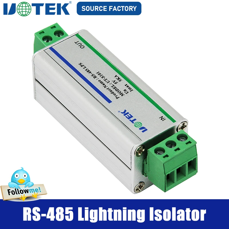 UOTEK Industrial Grade RS-485 Lightning Arrestor Arrester RS485 Isolator Module ESD Surge Protector Level 4 IP30 5KA UT-S101