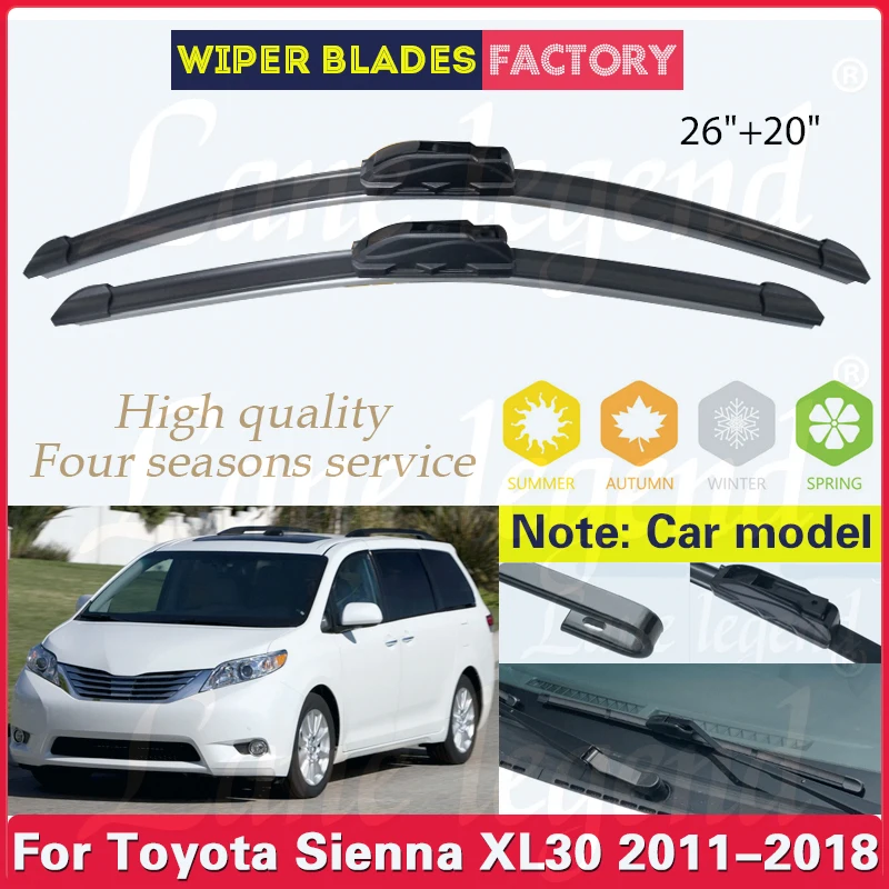 

Car Wiper Blades For Toyota Sienna XL30 2011 2012 2013 2014 2015 2016 2017 2018 Front Window Windscreen Rubber Car Accessories