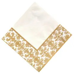 100pcs Gold Printing Disposable Napkin Tissue Paper Printed Napking for Restaurant and Hotel (Golden + White) Towel Wedding