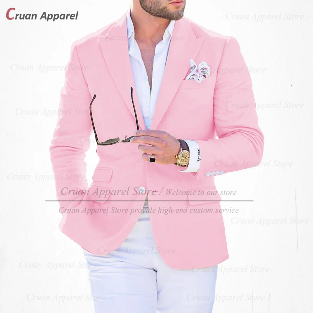 (One Blazer) Fashion Yellow Blazers for Men Slim Fit Business Prom Wedding Suit Jackets Tailor-made Formal Peak Lapel Male Coat