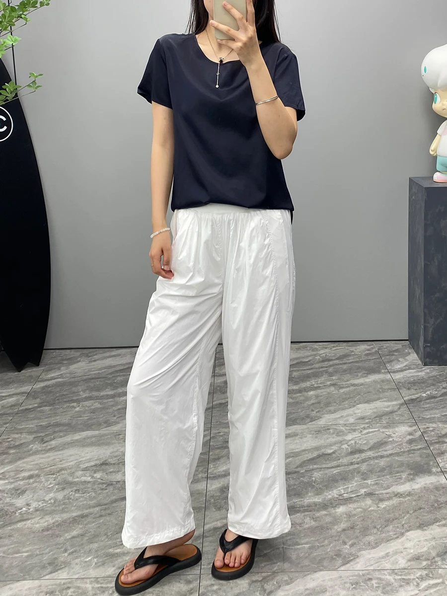 

Легкие спортивные брюки Lu's для тенниса и йоги, с высокой талией, широкими штанинами, свободного кроя, повседневные, женские, летние, модные