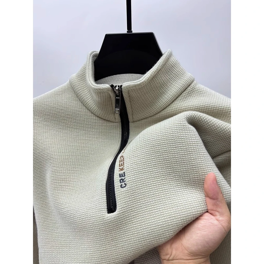 

Winter Thiened Fce Stand Collar Men's Casual f Zipper T-irt Outerwear Soft Breathable Long Sve Sweatirt