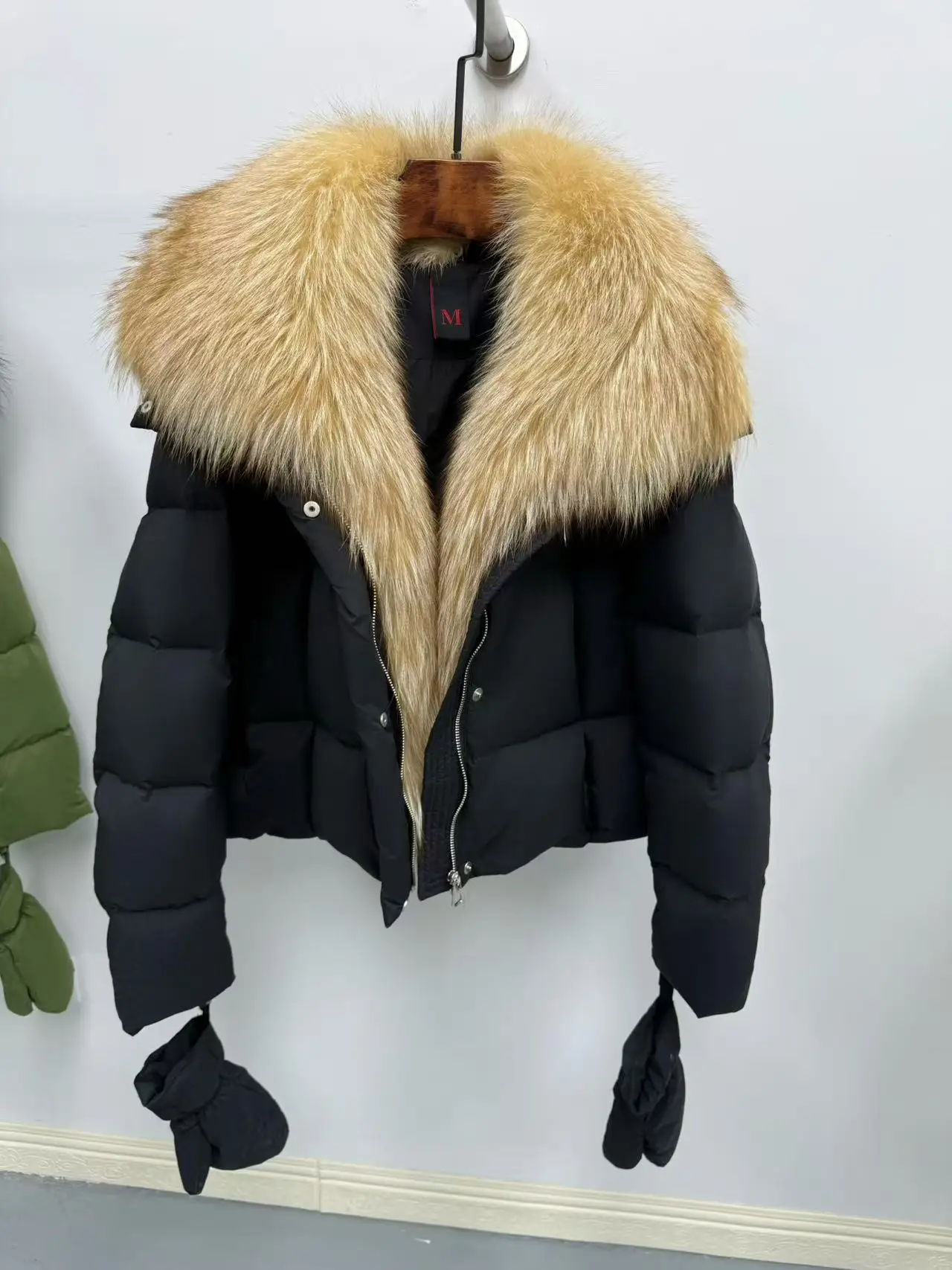 معطف شتوي بياقة من الفرو بغطاء للرأس من Jaet للسيدات من ort Thiened Faionable كوري Sle للتنقل سترة واقية من الرياح #5