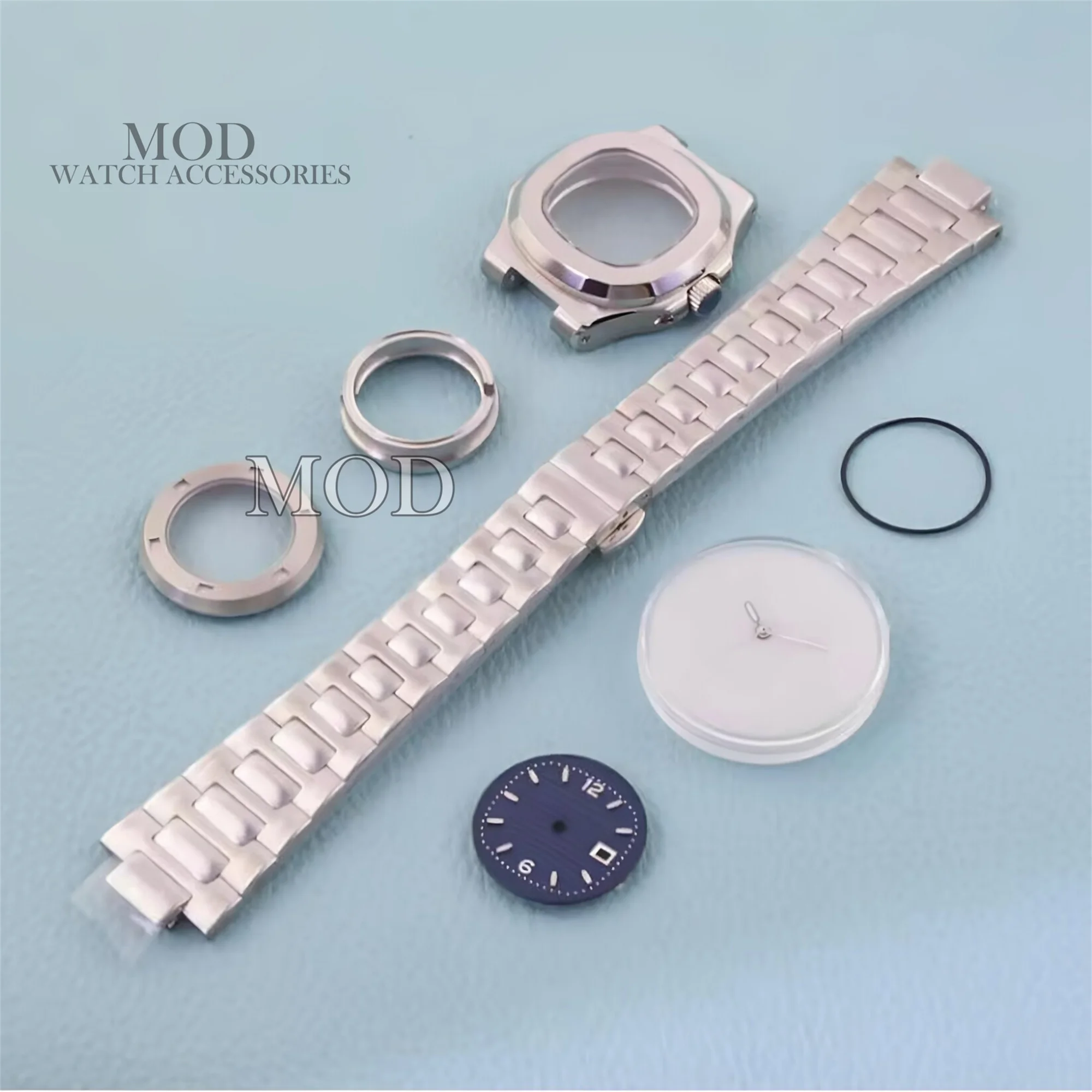 

NH05 Case Strap Dial Pointers 20mm Stainless Steel Band Sapphire Glass 10ATM Waterproof MOD Case for Nautilus NH35 NH06 Movement