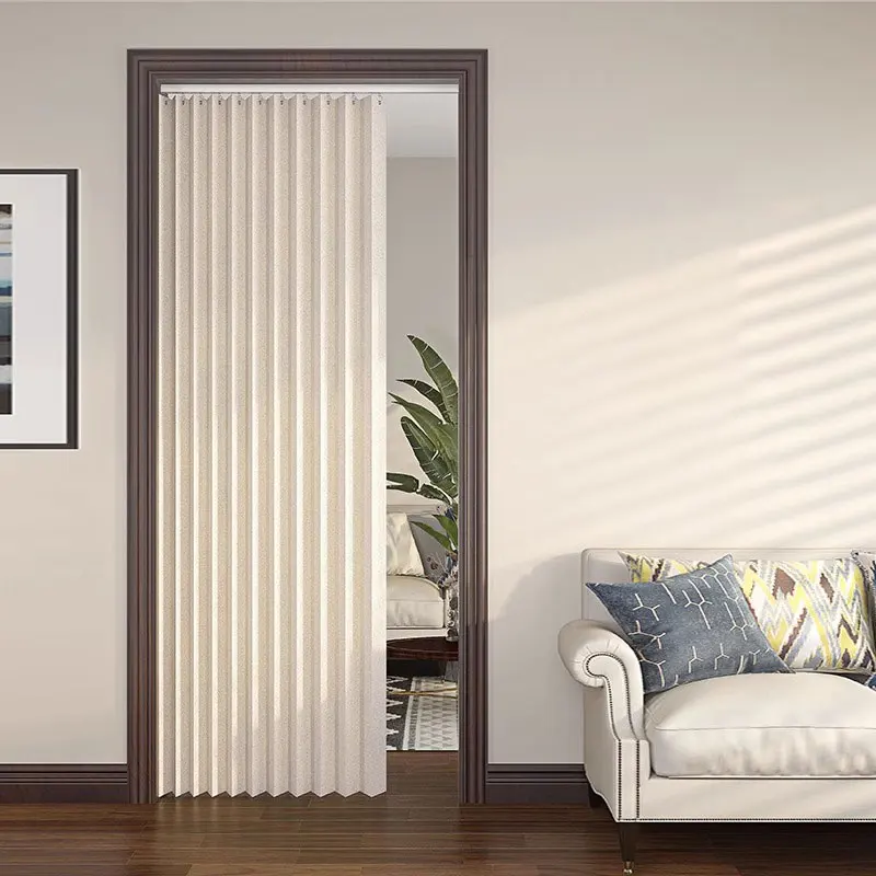 Folding Accordion Door Curtain Room Divider Privacy Screen, Pleated Partition Wall for Home Office Air Conditioning Insulation