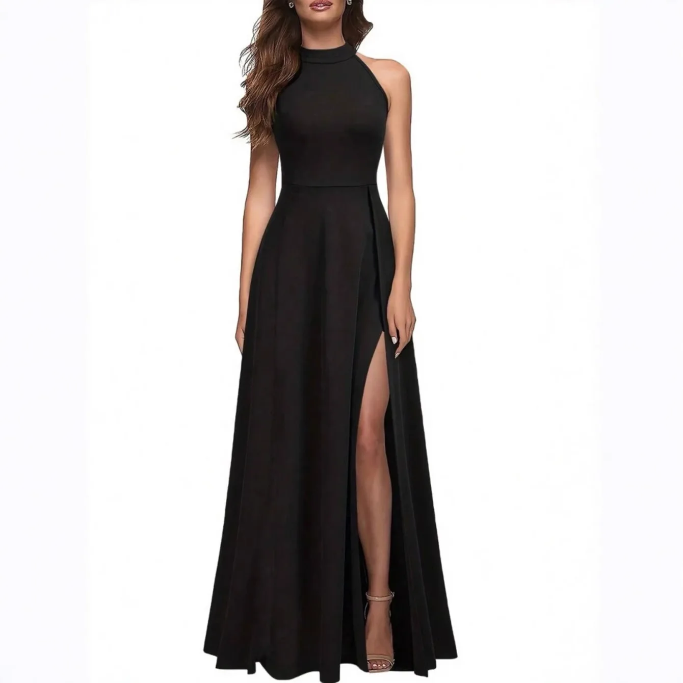 

Women's halter-neck sexy evening dress 2025 new summer fashion slit cocktail party long women dress