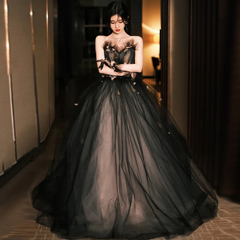 Banquet Evening Dress Dress Strapless 2024 New Summer Birthday Host Female Temperament Evening Dress vestidos de noche juveniles