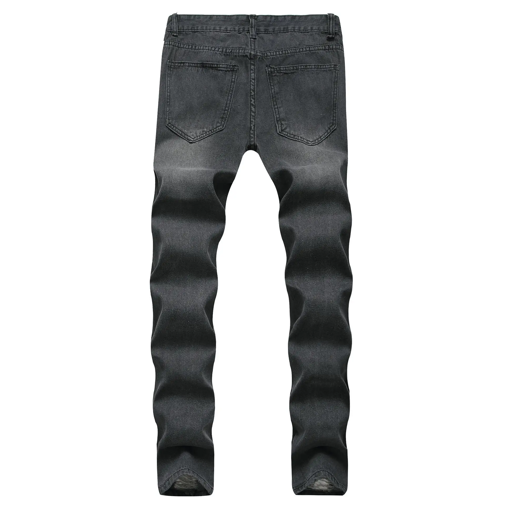 

Men's Hip Hop Ripped Ankle Pants Sub Bae Stretch mid Waist Long Trousers Straight Leg Zipper Closure Travel Friendly