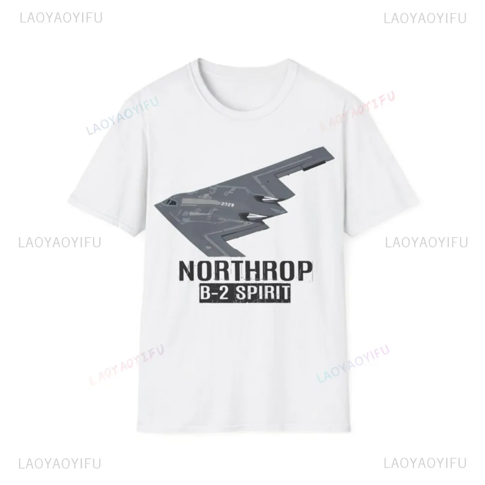 تي شيرت قطني من Northrop B2 Spirit Bomber طائرة عسكرية صورة فعلية للطائرات هدية طيران تاريخية عشاق عسكريين