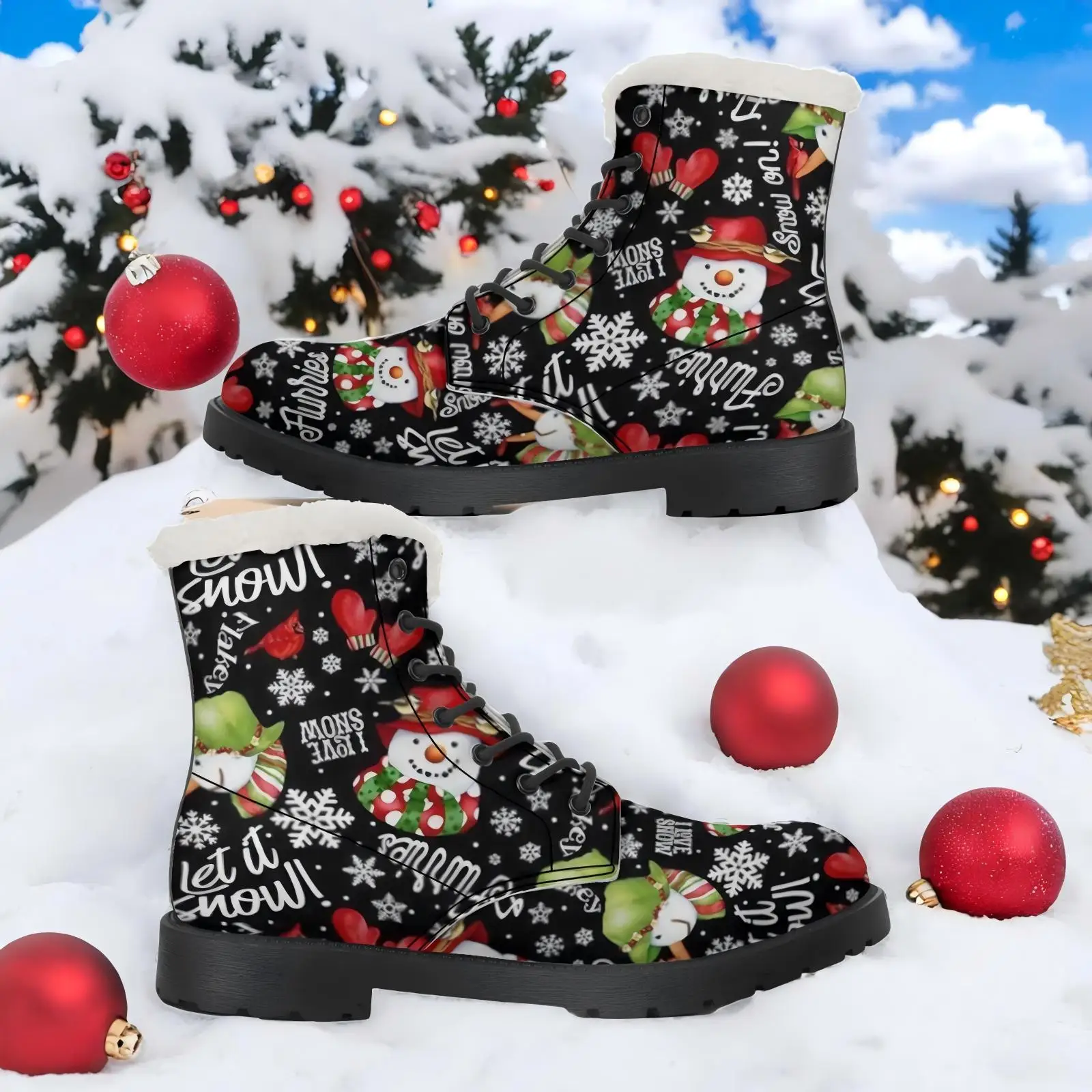 لطيف ثلج الكرتون طباعة أفخم الأحذية عارضة الأحذية منتصف العجل الأحذية المألوف الكلاسيكية تنوعا الخريف والشتاء الأحذية