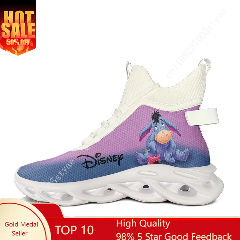 

Disney Winnie the Pooh Eeyore High Top Flats Sneakers Mens Womens Hiking Running Sneakers