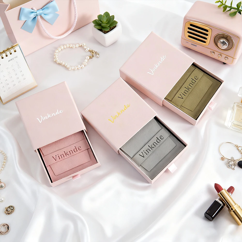 

100set Custom Sliding Drawers Luxury Jewelry Packaging Paper Gift Box With Microfiber Bag for Earring Pendant Stud Package Boxes