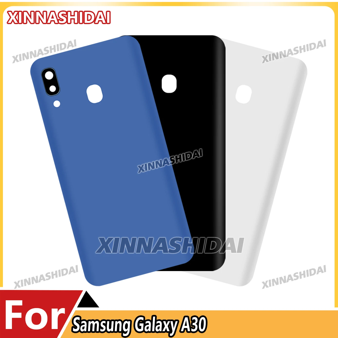 For Samsung Galaxy A30 Housing Middle Frame Chassis Battery Back Cover Shell Lid Case Rear Back Panel Camera Glass Sim Slot