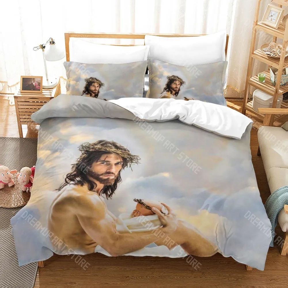 Jesus Christ Church Mary Christian Religious Bedding Set Boys Girls Duvet Cover Twin Queen King Full Single Double Sizes