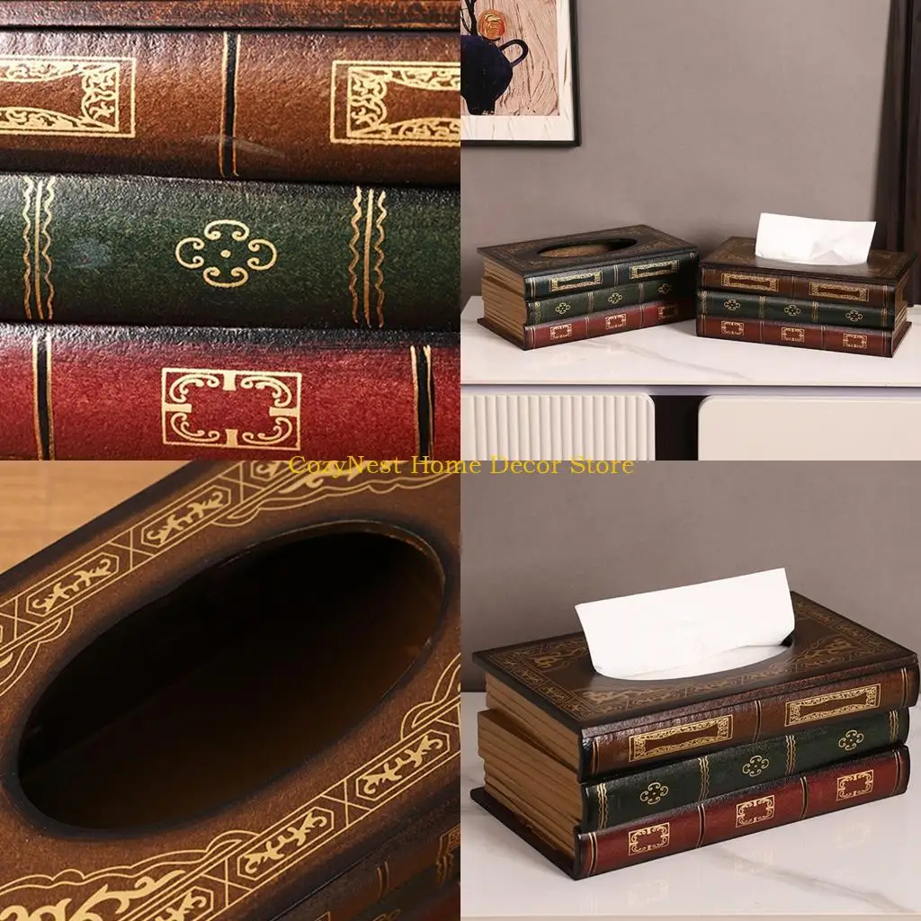 

92MF Elegant Wood Tissue Box Organizers Easy Refill Living Room Bedroom Office Decoration