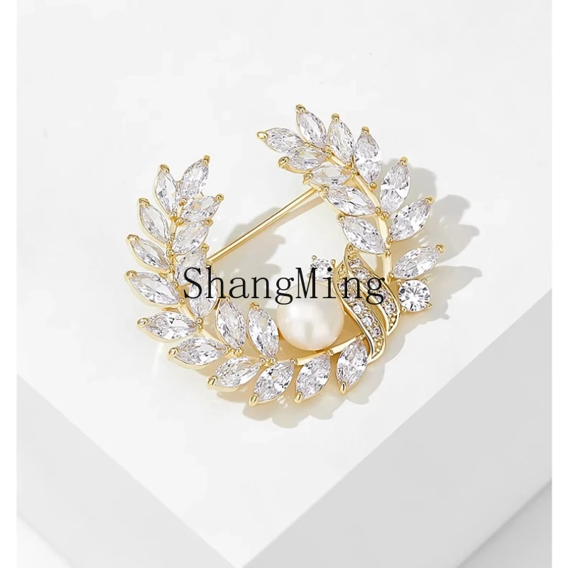 

ZYH pearl brooch high-end female luxury temperament brooch temperament pin