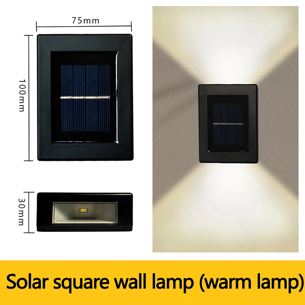 Lampu Dinding tenaga surya LED, lampu dinding tenaga surya LED tahan air atas dan bawah, lampu senja ke fajar, pencahayaan luar ruangan untuk dekorasi taman balkon halaman 2 buah