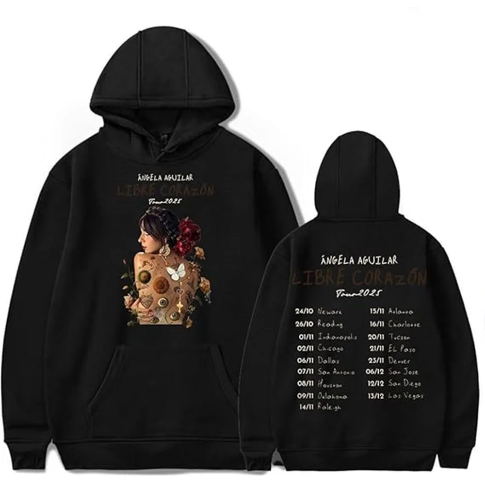 Angela Aguilar Libre Corazon Tour 2025 Sudadera con capucha Tendencia de moda Sudadera Unisex Streetwear
