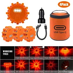 LED Emergency Lights Flare 9Modes Safety Warning USB Rechargeable Flashing Lamp Red Strobe Dash Light for Trucks Vehicle Car