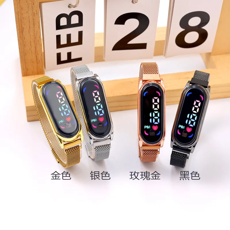 2026 Neue LED-Kinderuhren für Mädchen und Frauen mit Magnetarmband, Touchscreen, Feminine Digitaluhr, Geschenk – Detail 3
