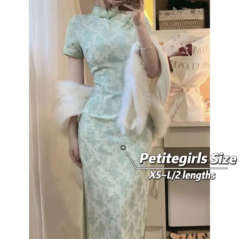 150cm Petite Girls New Chinese Style Young Style Lmproved Female National Wind Split High Waist Thin XS Appear High Summer