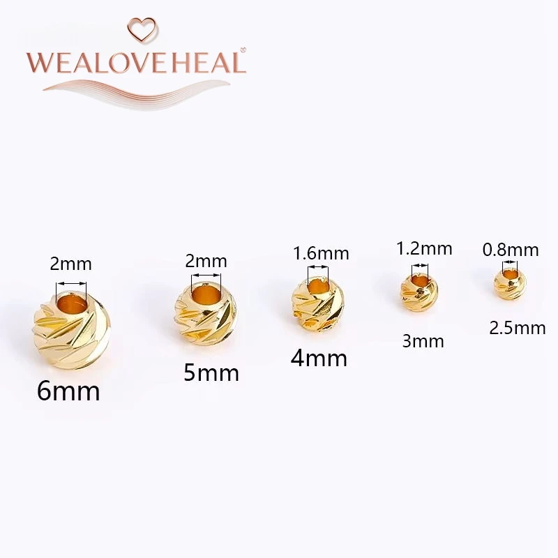 18K vergoldete Messing-Blumen-Abstandsperlen 2,5-6mm facettierte runde Metallperlen für DIY Schmuck Armbandherstellung Zubehör – Detail 16