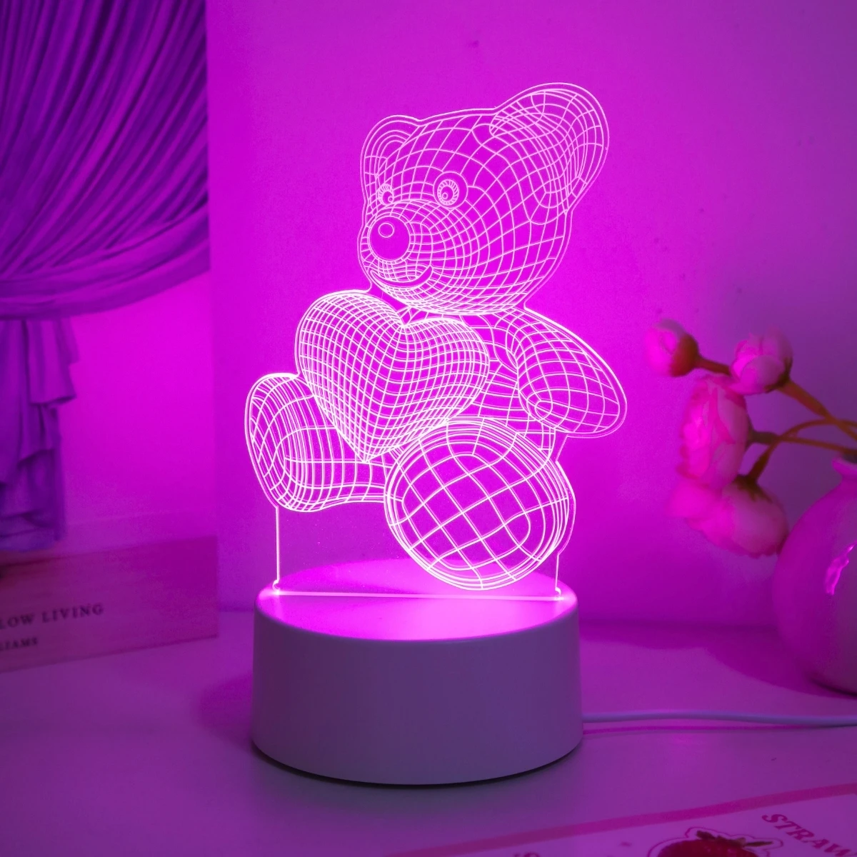 USB 3D Night Light Bear Creative Night Light, Home, Dining Table, Living Room Decoration, Birthday and Holiday Gift Night Light