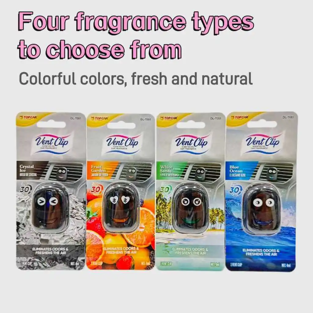 Brand New Smiley Face Car Air Conditioner Air Freshener, with 4 Long-Lasting Car Fragrances, Also Usable in Wardrobes and Bathro