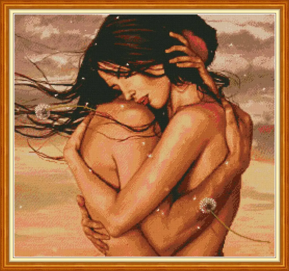 

Joy Sunday New Stamped Cross Stitch Kit,11/14/16CT DIY Easy Pattern Aida Fabric Embroidery Set-Embrace 3