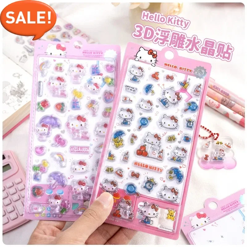 لطيف مرحبا كيتي 3D تنقش ملصقات الكريستال الأطفال فتاة ألعاب كرتونية DIY الديكور مكافأة ملصقات هدايا العيد