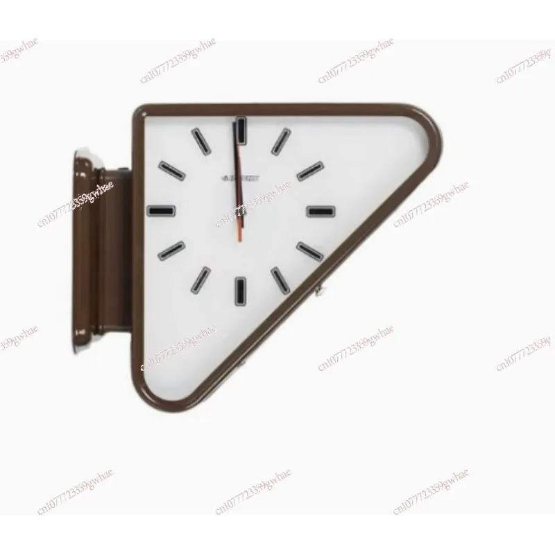

Металлические двусторонние треугольные настенные часы, бесшумные настенные часы, простое украшение для стен
