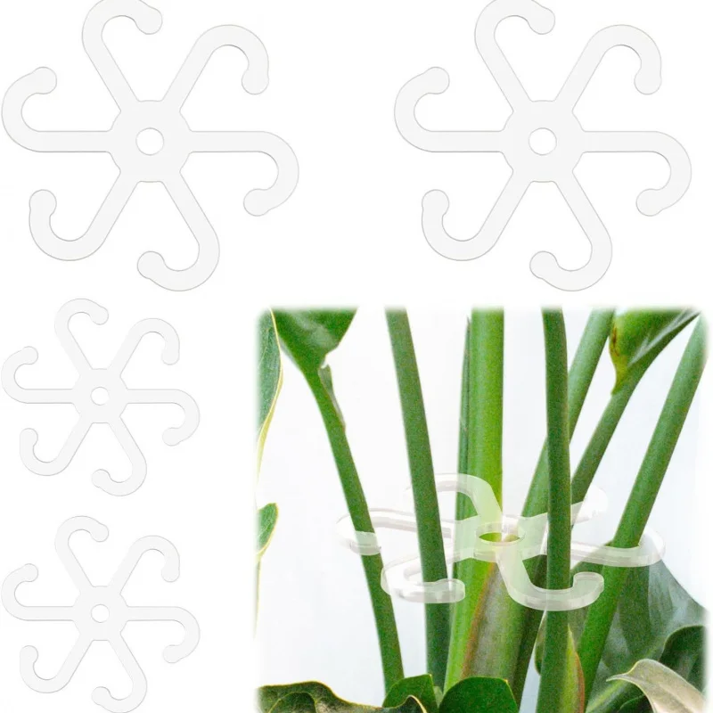 

【4 шт. Кольца для поддержки растений】Набор держателей для стеблей 2 размера, прозрачные зажимы для стеблей для цветочных кольев, органайзер для ветвей