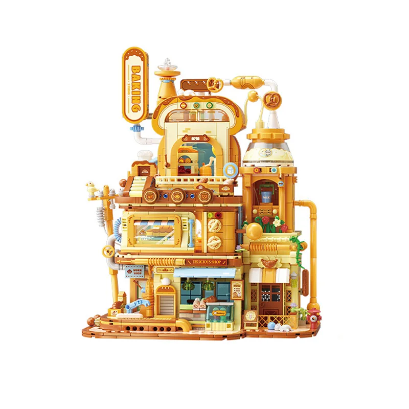 Weekit ZZoton مخبز ورشة عمل اللبنات الكرتون مخبز DIY بها بنفسك الحلوى منزل أصدقاء المطبخ ألعاب الطوب هدية للطفل #1