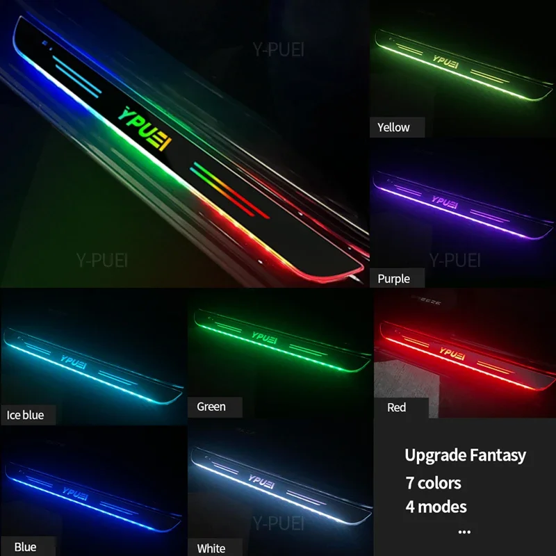 Customized Car Door illuminated Sill light Logo Projector Lamp USB Power Wireless LED Welcome Pedal Car Scuff Plate Pedal Light