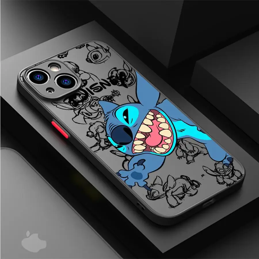 Coque de téléphone Disney Stitch, jolie coque mate pour Apple iPhone 11 16 13 15 12 14 Pro Max 7 XR X XS 13 12 Mini 14 Plus 8 SE