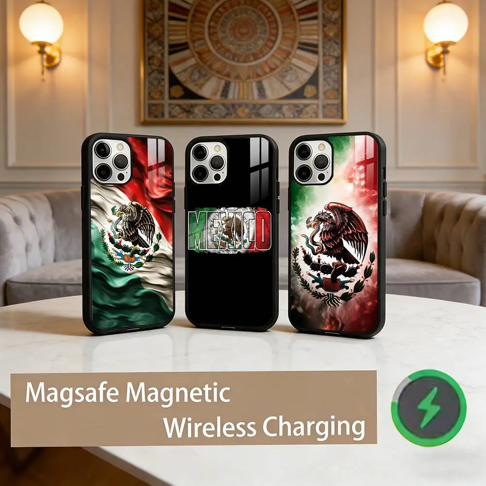 

Mexico National Emblem Flag Phone Case For iPhone17,16,15,14,13,12,11 Plus,Pro Max Magnetic For Magsafe Wireless Charging