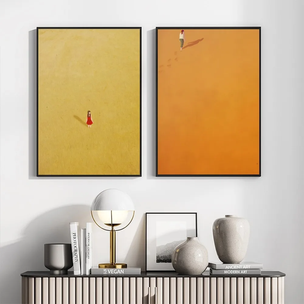 مجردة الإبداعية وحده فتاة المشارك ذاتية اللصق الفن مقاوم للماء ورقة ملصق مقهى بار غرفة جدار ديكور