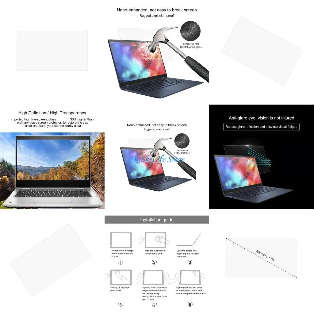 

E65E Thin 0.33mm 14Inch Laptop Screen Protector Tempered Glass Precise Edges Cutting for Pavilion Screen Film