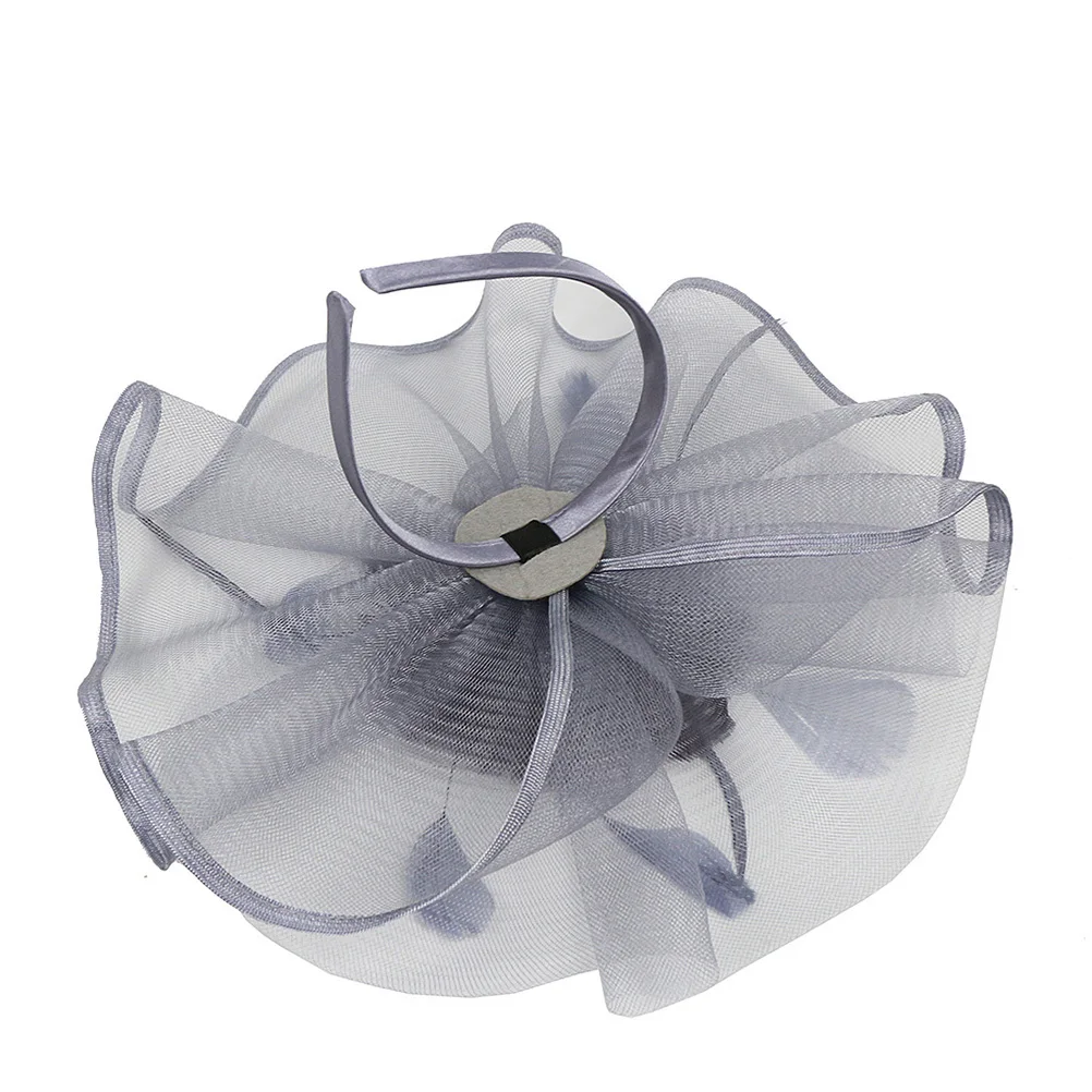 

Flower Hat Hairband Grey Big Headwear for Women Party Feast Cocktail Ladies Headdress Hair Hoop