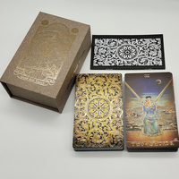 New Arrival Gorgeous 78 Card Game Vintatge Gold foil Tarot Luxe Waterproof Glazed Divination Cards With Glitter effect