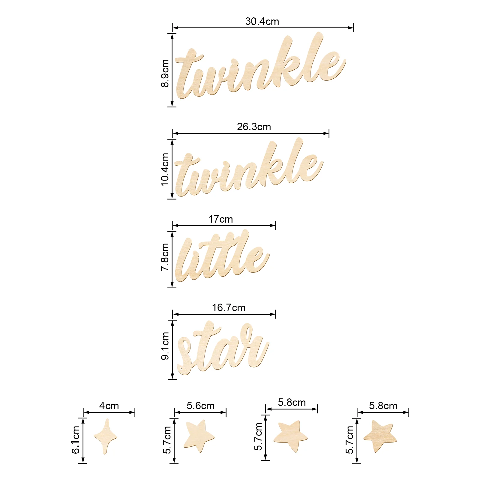 Letrero de madera Twinkle Twinkle Little Star - Decoración de pared para guardería, regalo para baby shower, arte para habitación de niños con diseño de estrella (madera de 4 mm)