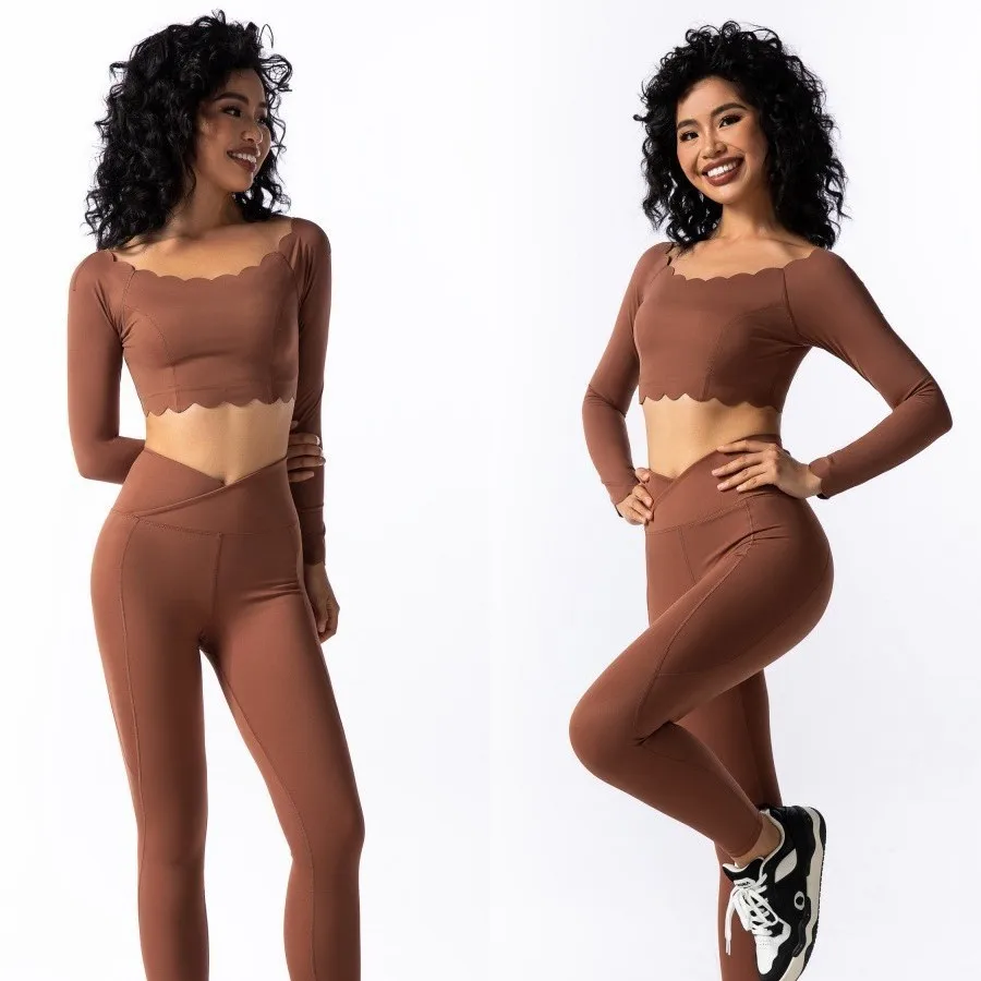 

Yoga Long Sleeve Design Sense High Elasticity Firming Breathable High Intensity Training Pilates Running Fitness Two-piece Set