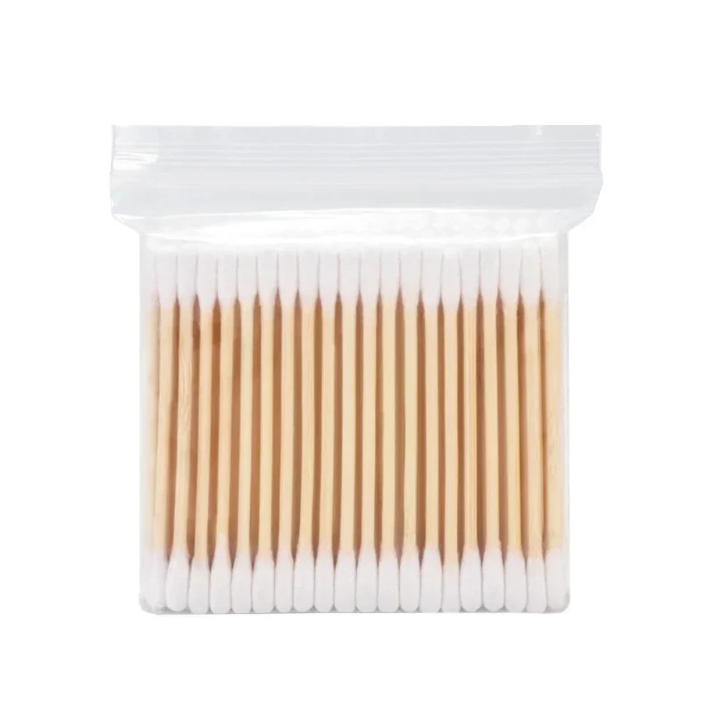 Coton-tige en bois, 100 pièces, bâtonnets de coton à double pointe, combo de cotons-tiges hypoallergéniques, outils de maquillage, vente en gros