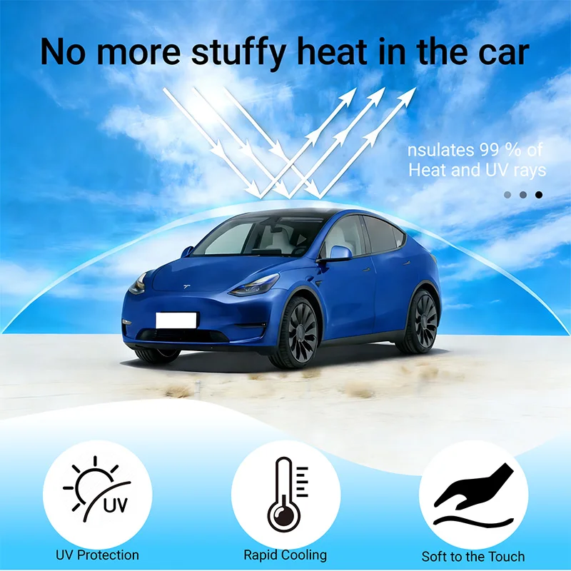 

Suitable for Tesla Model Y/Model 3 Quick-Cooling Sunshade Curtain | Foldable Car Roof Sunshade, Storage Bag Included