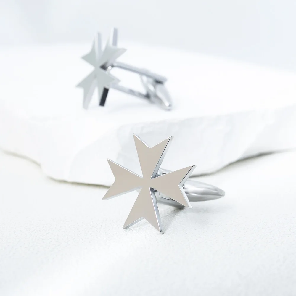 أزرار أكمام صليب مالطي للرجال من الفولاذ المقاوم للصدأ قميص الكفة الفرنسية ملحقات أزرار بدلة زفاف العريس