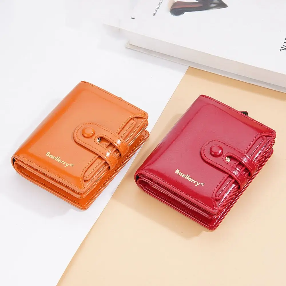 

Простые короткие кошельки из лакированной кожи, портативный женский клатч в корейском стиле, кошелек для монет, многофункциональная женская сумка для мелочи