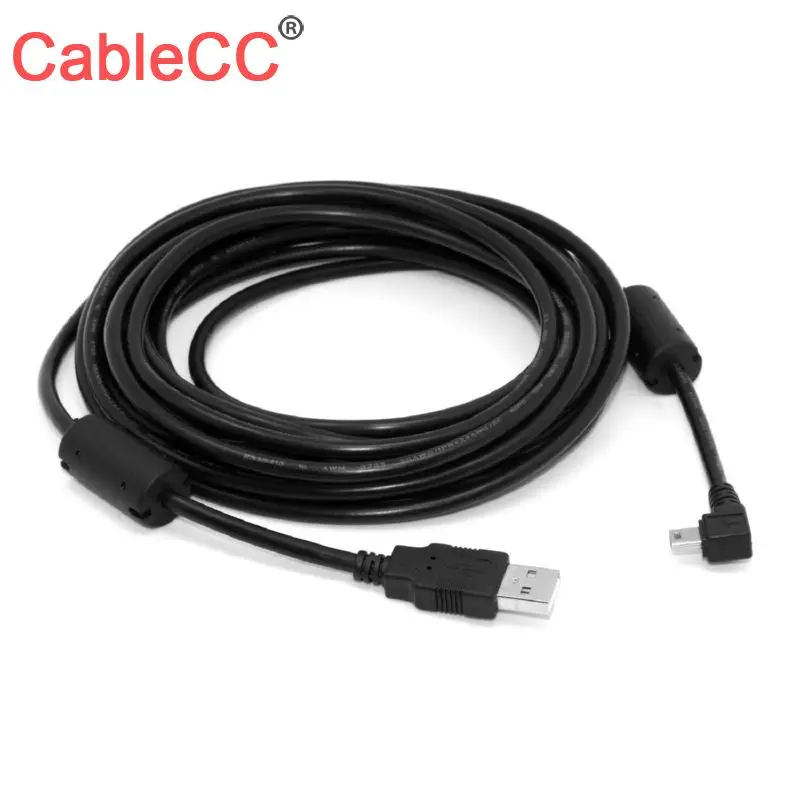 CY Xiwai  Mini USB B Type 5pin Male Right Angled 90 Degree to USB 2.0 Male Data Cable 5M