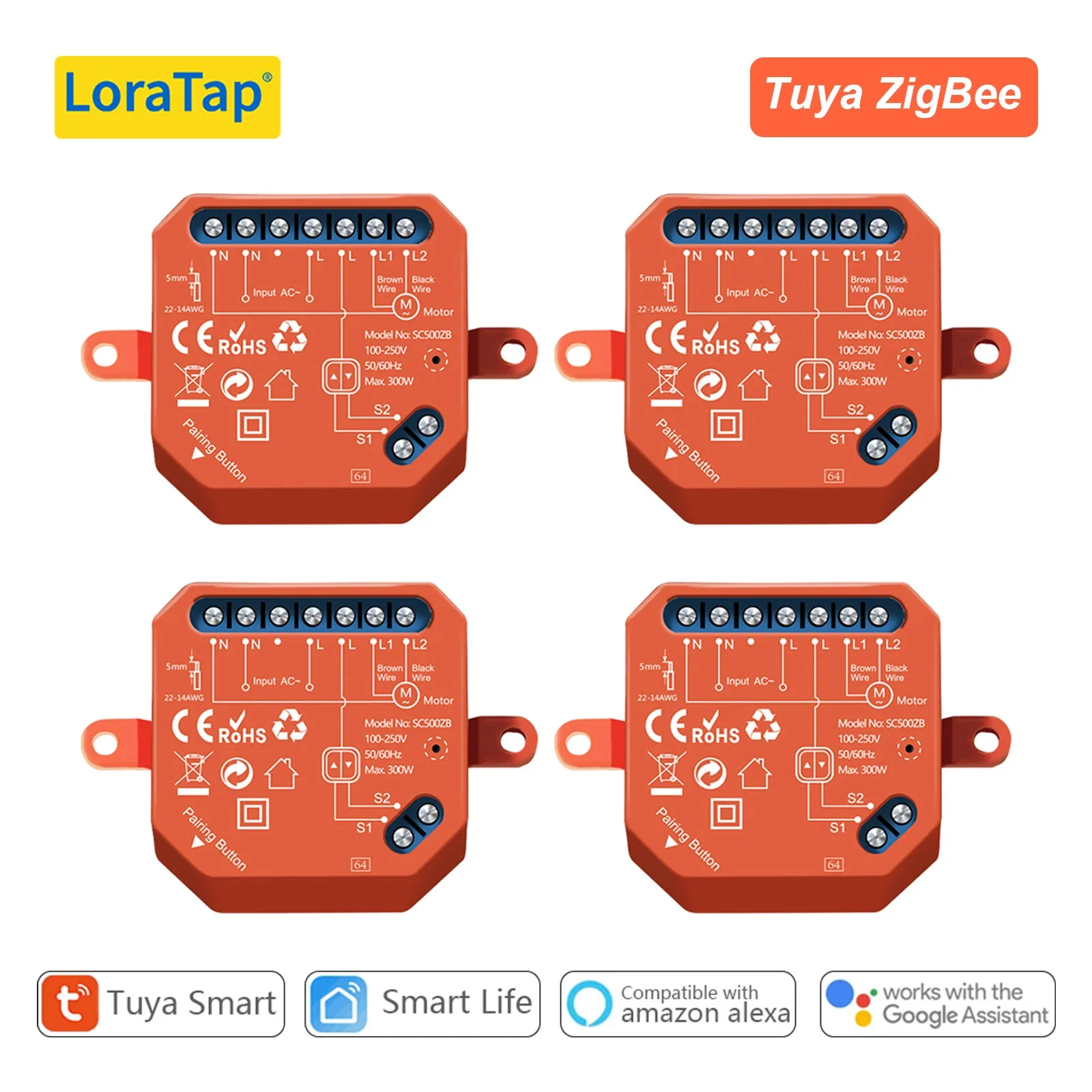 Módulo de interruptor de obturador LoraTap ZigBee para cortina eléctrica motorizada ciego Tuya Smart Life Roller Alexa Google Home ZigBee2MQTT