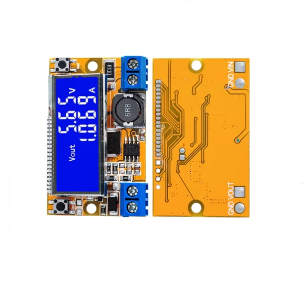 DC-DC adjustable voltage reduction and stabilization power supply module with voltmeter, ammeter, dual digital display LCD